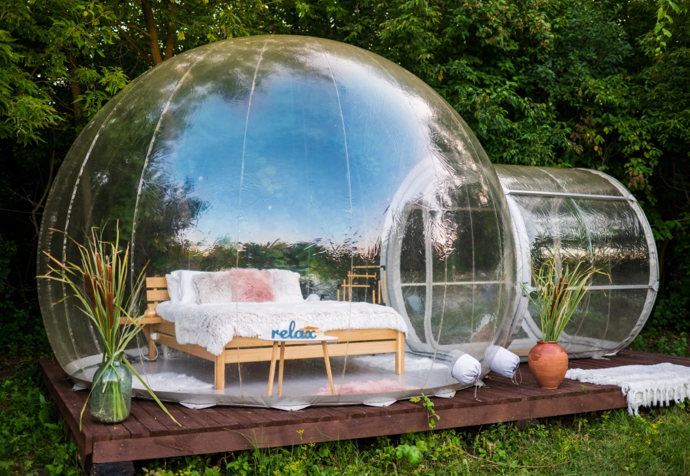 sleeping in a bubble tent